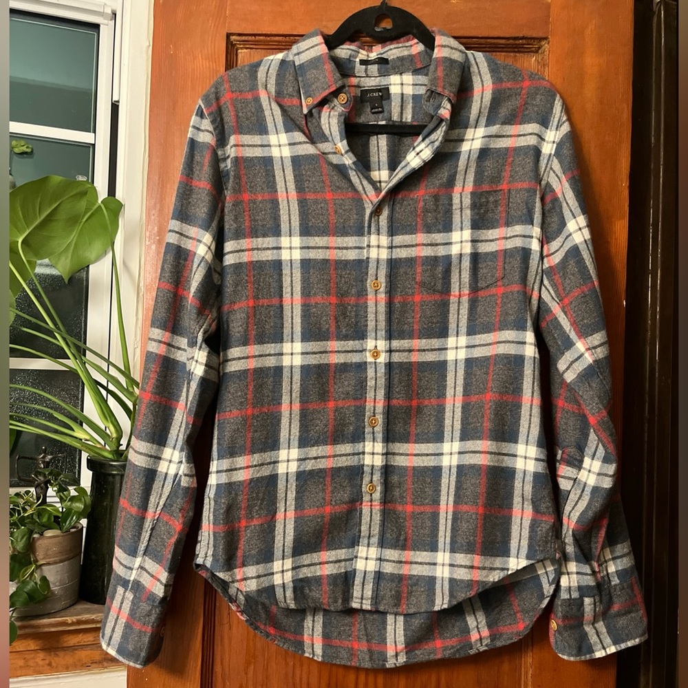 J. Crew Long Sleeve Men’s Plaid Flannel Button-up Shirt Size Small Slim